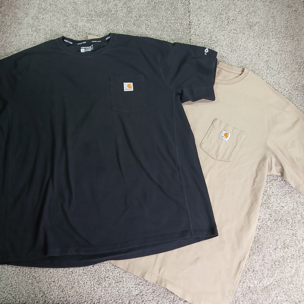 Carhartt Force Relaxed Fit Pocket T-Shirt 2 Pack Mens 2XL Black Tan Short Sleeve